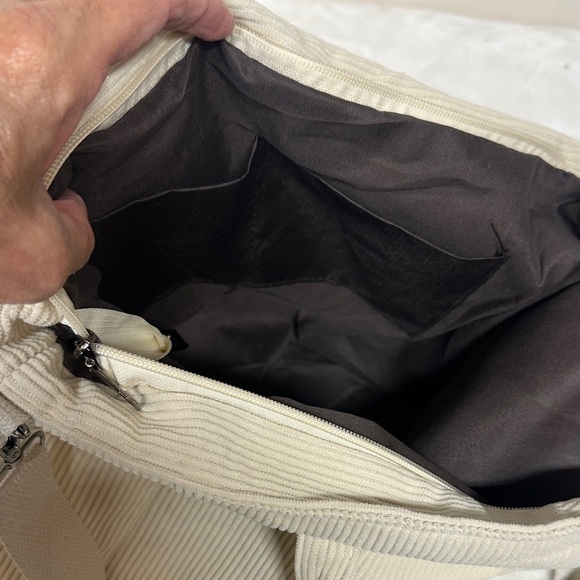 Elegant Cream Corduroy Women's Tote Bag - Picture 12 of 12